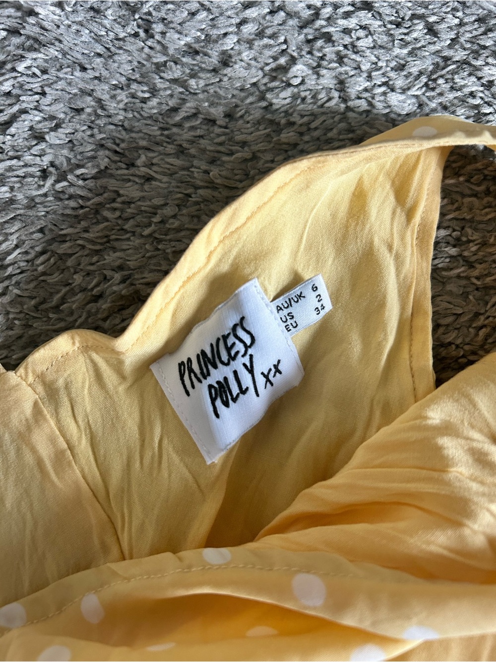 Princess Polly Yellow Polka Dot V‑Neck Mini Dress - Picture 3 of 4